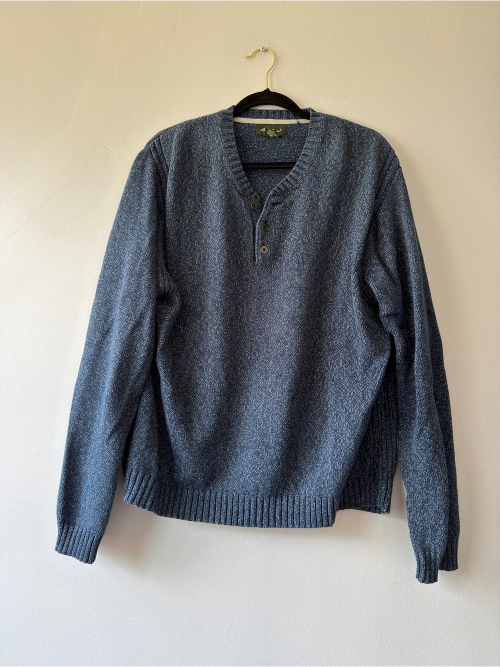 Men's Blue Henley Knit Sweater